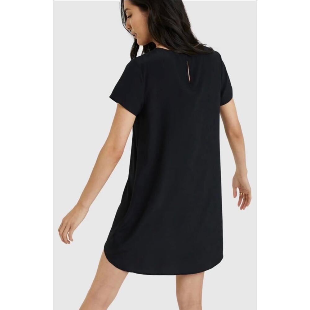 Quince Washable Stretch Silk Tee Dress in Black Size Large - Picture 2 of 9